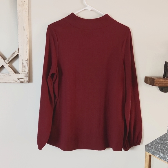 Old Navy Women's Long Sleeve Mock Neck Top, Burgandy, Weave Pattern - Picture 5 of 5